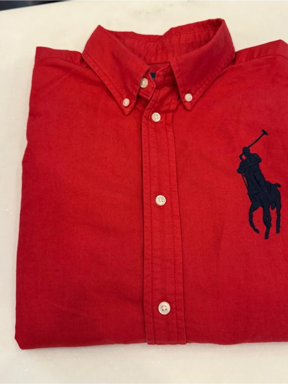 Ralph Lauren Boys Big Pony Button Down Oxford Shirt Red Sz 7 NWT
